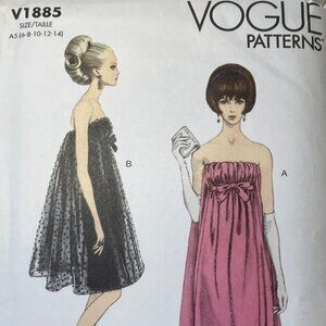 Vogue V1885 1960s Vintage Empire Waist Strapless Dress Reprint Sewing Pattern FF